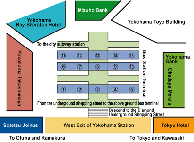 Bus Stop at the West Exit of Yokohama Station